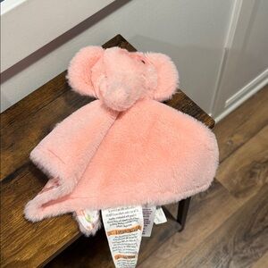 Parents Choice Elephant Lovey Security Baby Blanket Plush Pink Floral Satin
